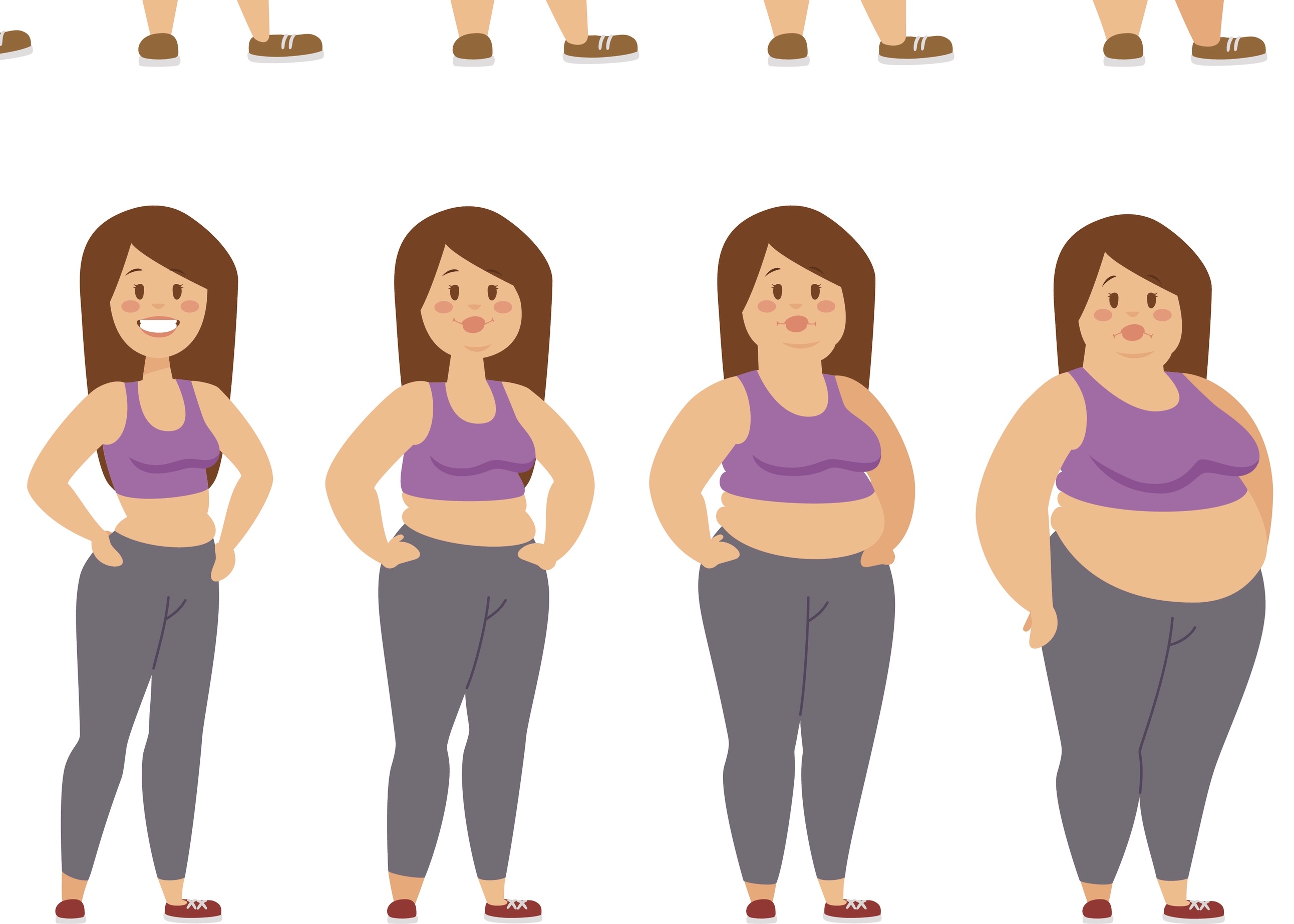 Fat cartoon people different stages vector illustration - Bo Clinic - Đánh  Thức Vẻ Đẹp
